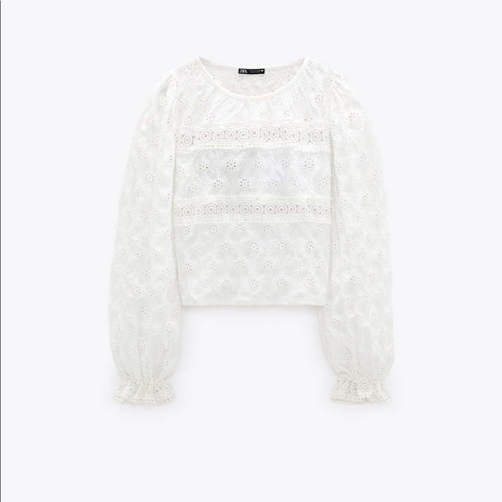 Zara Textured Crop Shirt white NWT